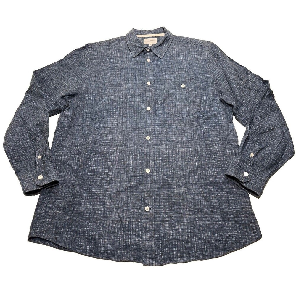 Men's Norse Projects Anton Indigo Linen Button Down Shirt Size Large